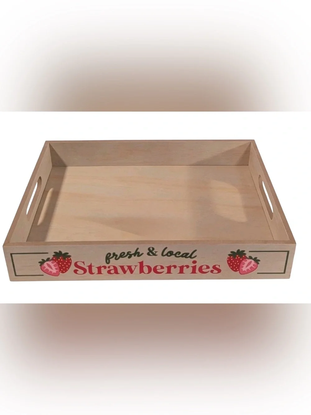 Target Bullseye Fresh & Local Strawberries Wooden Decorative Tray Kitchen Decor
